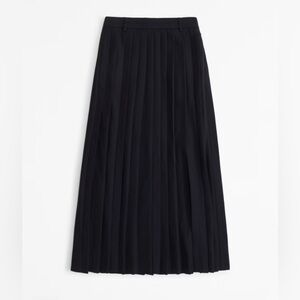 Abercrombie and Fitch Mid Rise Black Pleated‎ Maxi Skirt size large Tall LT new